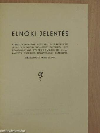 Elnöki jelentés