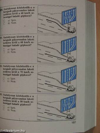A járművezetői vizsga teszt-kérdéseinek gyűjteménye