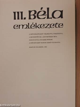 III. Béla emlékezete