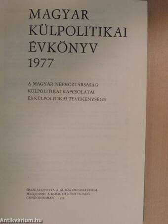 Magyar Külpolitikai Évkönyv 1977.