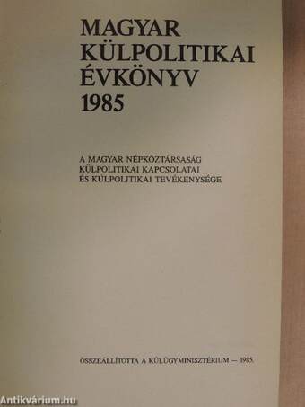 Magyar Külpolitikai Évkönyv 1985.