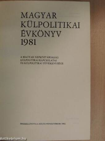 Magyar Külpolitikai Évkönyv 1981.