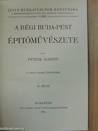 A régi Buda-Pest épitőművészete II.