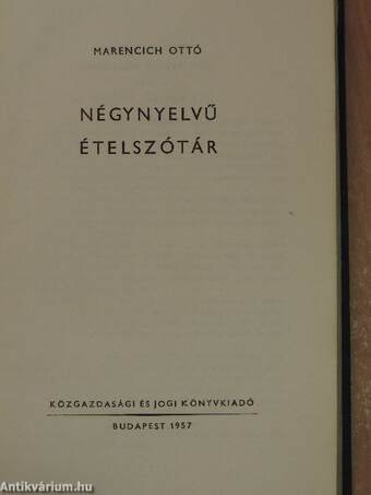 Négynyelvű ételszótár