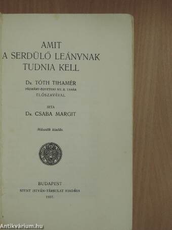 Amit a serdülő leánynak tudnia kell