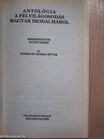 Antológia a felvilágosodás magyar irodalmából II.