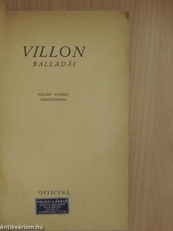 Villon balladái Faludy György átköltésében