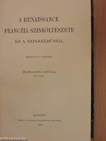 Értekezések a Magyar Tudományos Akadémia Nyelv- és Széptudományi Osztálya köréből XIX.