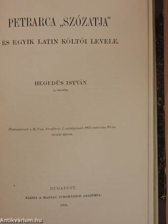 Értekezések a Magyar Tudományos Akadémia Nyelv- és Széptudományi Osztálya köréből XIX.