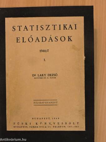 Statisztikai előadások 1946/7 I. (töredék)