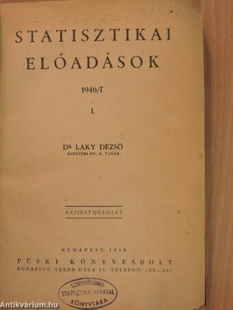 Statisztikai előadások 1946/7 I. (töredék)