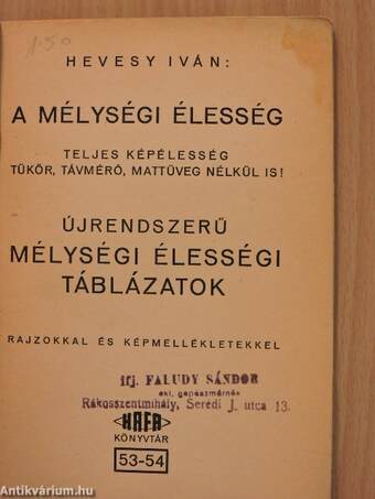 A mélységi élesség/Újrendszerű mélységi élességi táblázatok