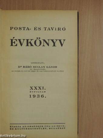 Posta- és táviró évkönyv 1936.