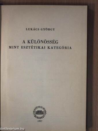 A különösség mint esztétikai kategória