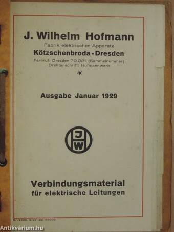 JW Hofmann Verbindungsmaterial 1929