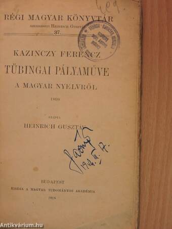 Kazinczy Ferencz tübingai pályaműve a magyar nyelvről