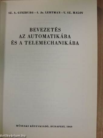 Bevezetés az automatikába és a telemechanikába