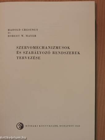 Szervomechanizmusok és szabályozó rendszerek tervezése