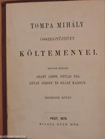 Tompa Mihály lyrai költeményei III. (töredék)