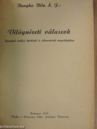 Világnézeti válaszok (Tiltólistás kötet)