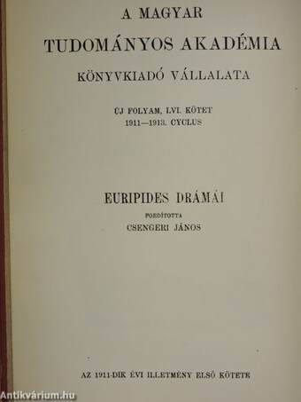 Euripides drámái I-III.