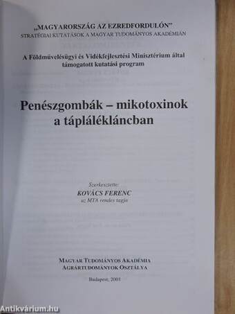 Penészgombák - mikotoxinok a táplálékláncban