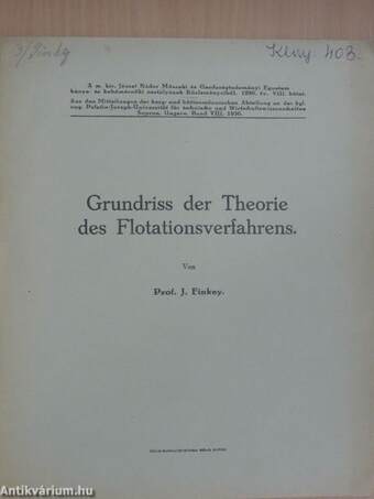 Grundriss der Theorie des Flotationsverfahrens