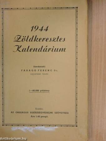 Zöldkeresztes kalendárium 1944