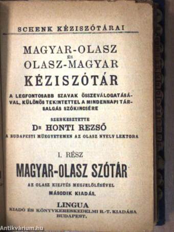 Magyar-olasz és olasz-magyar kéziszótár I-II.