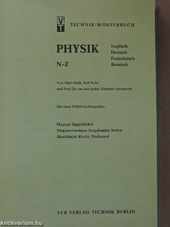 Technik-Wörterbuch Physik N-Z-ig (töredék)