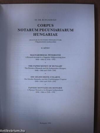 Corpus Notarum Pecuniariarum Hungariae II.