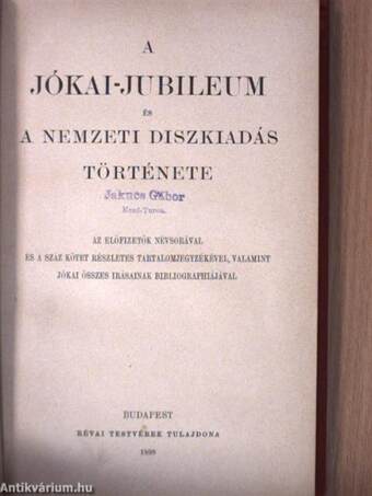 A Jókai-jubileum és a nemzeti diszkiadás története