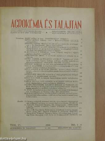 Agrokémia és talajtan 1968/1-4./Supplementum