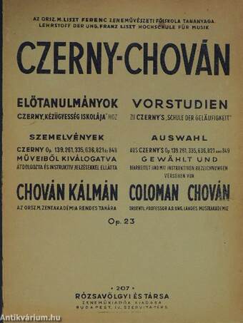 Előtanulmányok Czerny "Kézügyesség iskolája"-hoz