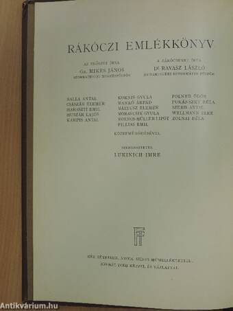 Rákóczi emlékkönyv I-II.