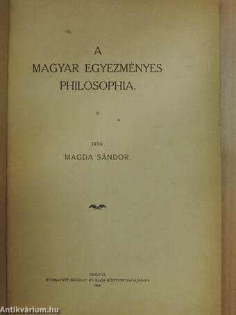 A magyar egyezményes philosophia