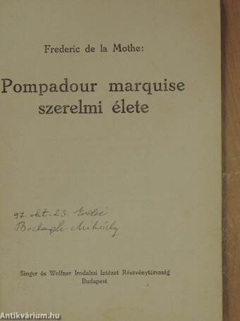 Pompadour Marquise szerelmi élete