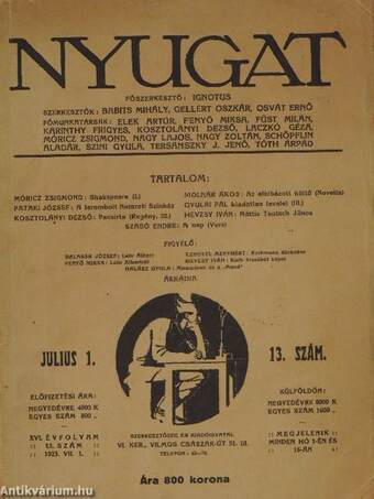 Nyugat 1923. julius 1.