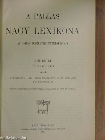 A Pallas Nagy Lexikona XVII. (töredék)