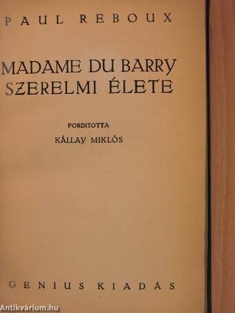 Madame du Barry szerelmi élete