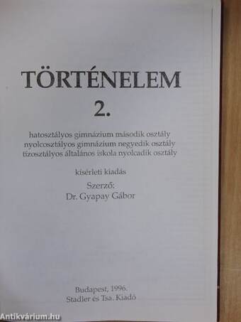 Történelem tankönyv 2.