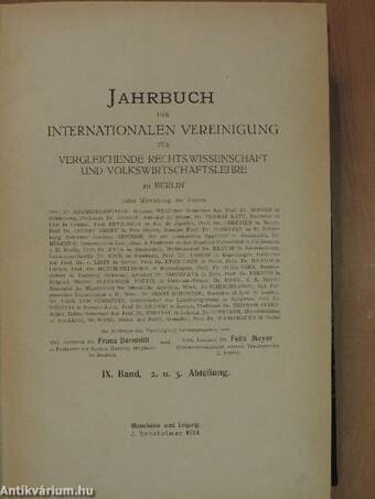 Jahrbuch der Internationalen Vereinigung für Vergleichende Rechtswissenschaft und Volkswirtschaftslehre 1914/2-3.