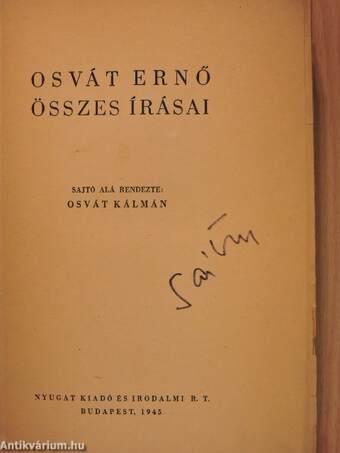 Osvát Ernő összes írásai