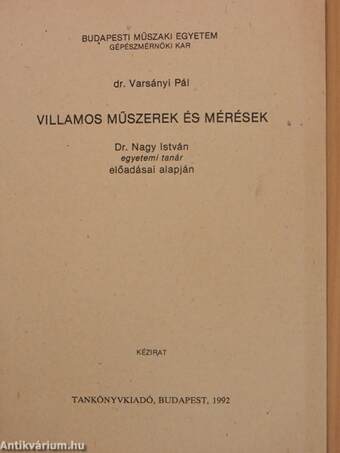 Villamos műszerek és mérések