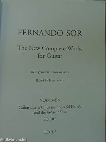 The New Complete Works for Guitar Re-engraved in eleven volumes - Volume 9.