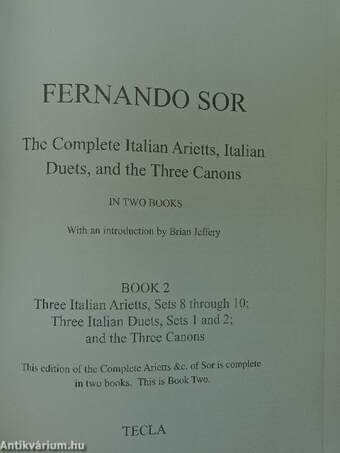 The Complete Italian Arietts, Italian Duets, and the Three Canons II. (töredék)