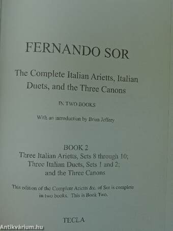 The Complete Italian Arietts, Italian Duets, and the Three Canons II. (töredék)