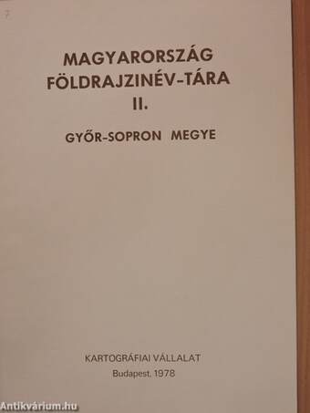 Magyarország földrajzinév-tára II. - Győr-Sopron megye