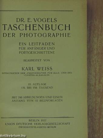 Dr. E. Vogels Taschenbuch der Photographie