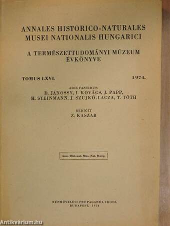 Annales Historico-Naturales Musei Nationalis Hungarici 1974.